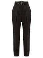 Matchesfashion.com Jw Anderson - Belted High-rise Wool-twill Trousers - Womens - Black
