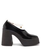 Matchesfashion.com Stella Mccartney - Ankle-chain Patent Faux-leather Platform Pumps - Womens - Black