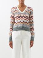 Missoni - V-neck Wool-blend Jacquard-knit Sweater - Womens - Cream Multi