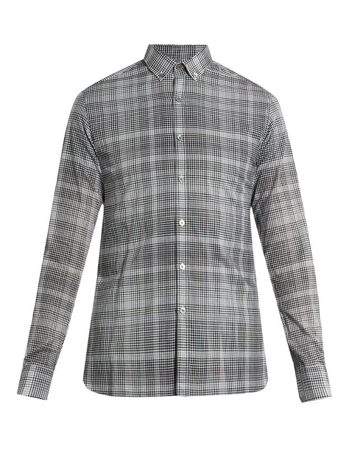Lanvin Checked Buttoned-collar Single-cuff Shirt