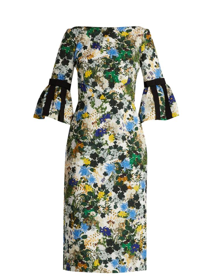 Erdem Alexandra Meadow Print Matelass Dress