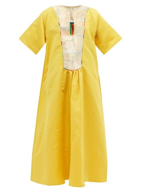 Matchesfashion.com Rianna + Nina - Vintage Brocade-yoke Silk-satin Dress - Womens - Multi