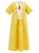 Matchesfashion.com Rianna + Nina - Vintage Brocade-yoke Silk-satin Dress - Womens - Multi