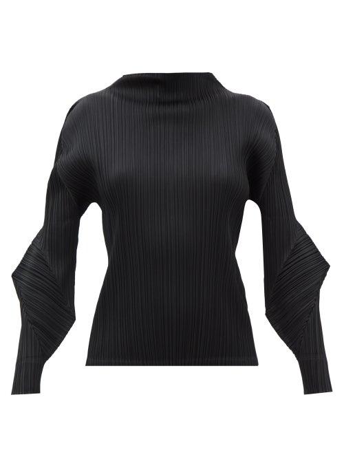 Pleats Please Issey Miyake - Blast High-neck Technical-pleated Jersey Top - Womens - Black