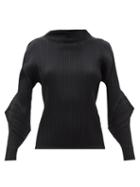 Pleats Please Issey Miyake - Blast High-neck Technical-pleated Jersey Top - Womens - Black