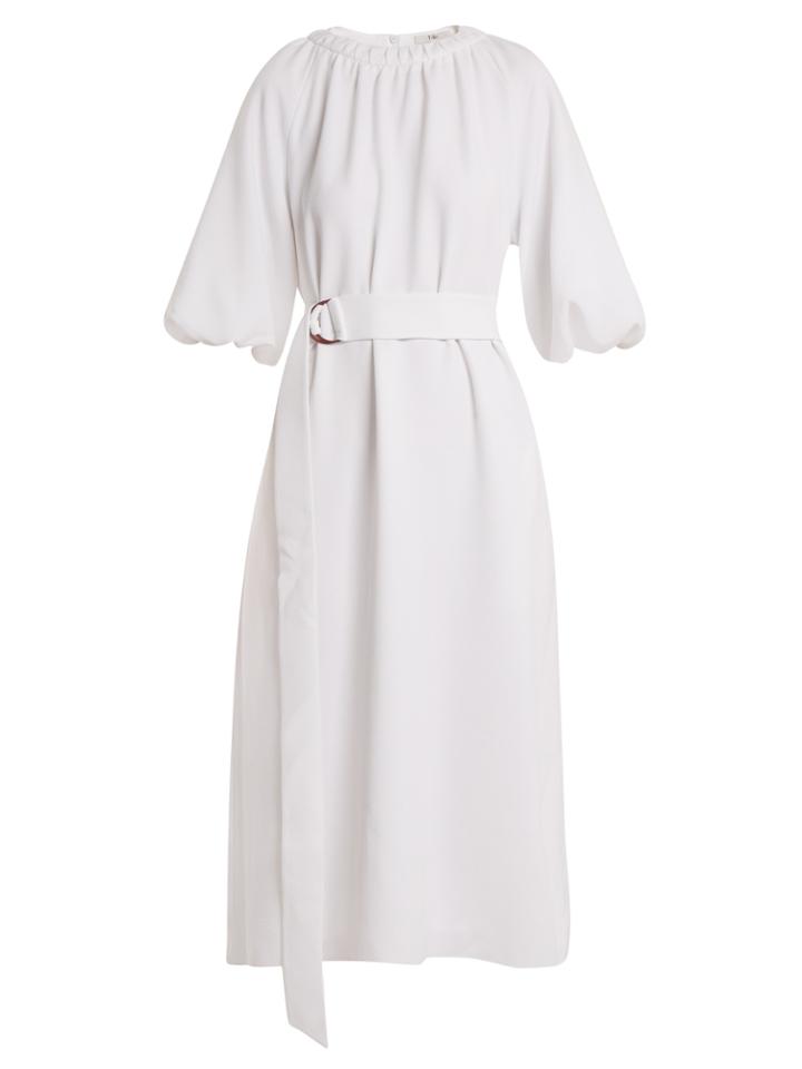Tibi Mica Crepe Shirred-neck Dress