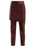 Matchesfashion.com Sies Marjan - Judie Apron Panelled Leather Trousers - Womens - Burgundy
