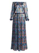 Adriana Iglesias Creek Floral-print Stretch-silk Dress