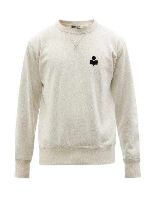Isabel Marant - Mike Flocked-logo Cotton-blend Sweatshirt - Mens - Cream