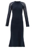 Matchesfashion.com Escvdo - Pirka Open-back Crocheted-cotton Midi Dress - Womens - Navy