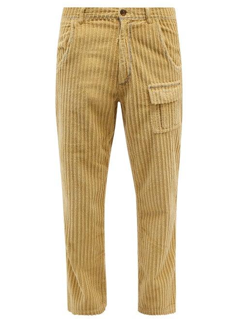 Erl - Wide-leg Cotton-corduroy Trousers - Mens - Beige