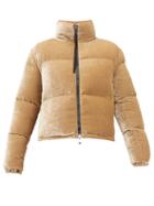 Matchesfashion.com Moncler - Rimac Velvet High Neck Quilted Jacket - Womens - Camel