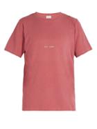 Matchesfashion.com Saint Laurent - Logo Print Distressed T Shirt - Mens - Red