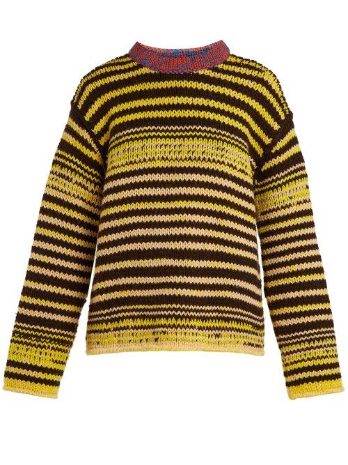 Matchesfashion.com Calvin Klein 205w39nyc - Television Striped Wool Sweater - Womens - Yellow Multi