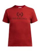 Matchesfashion.com Balenciaga - Logo Print Cotton T Shirt - Womens - Burgundy