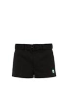 Matchesfashion.com Prada - Logo Patch Belted Technical Jersey Shorts - Mens - Black