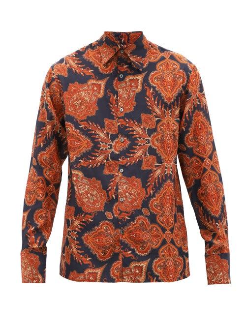 Matchesfashion.com 73 London - Palazzo Paisley-print Silk Shirt - Mens - Orange Multi