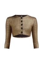 Matchesfashion.com Lisa Marie Fernandez - Cropped Seersucker Cardigan - Womens - Black Gold