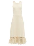 Matchesfashion.com Jil Sander - Raffia-fringe Knitted Dress - Womens - Ivory