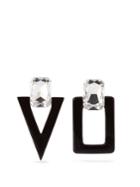 Saint Laurent Crystal And Acetate Mismatched Clip-on Earrings