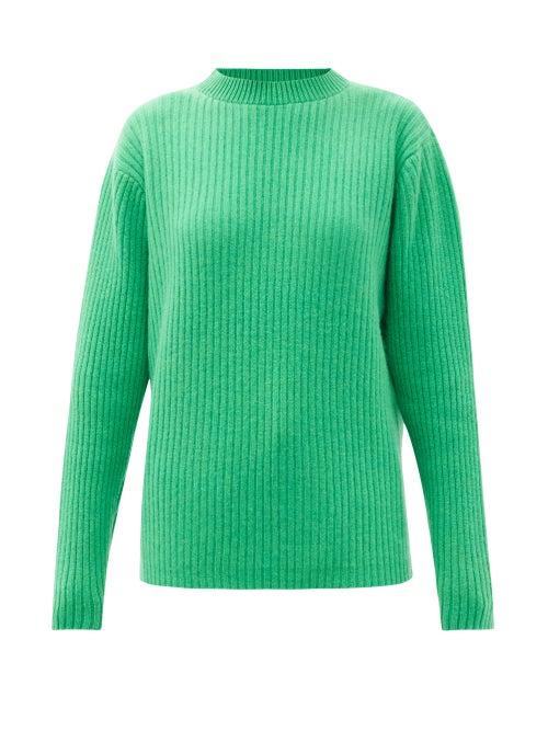 Ladies Rtw The Elder Statesman - Dropped-shoulder Ribbed Cashmere Sweater - Womens - Green