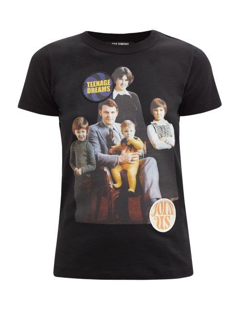 Ladies Rtw Raf Simons - Portrait-print Cotton-jersey T-shirt - Womens - Black