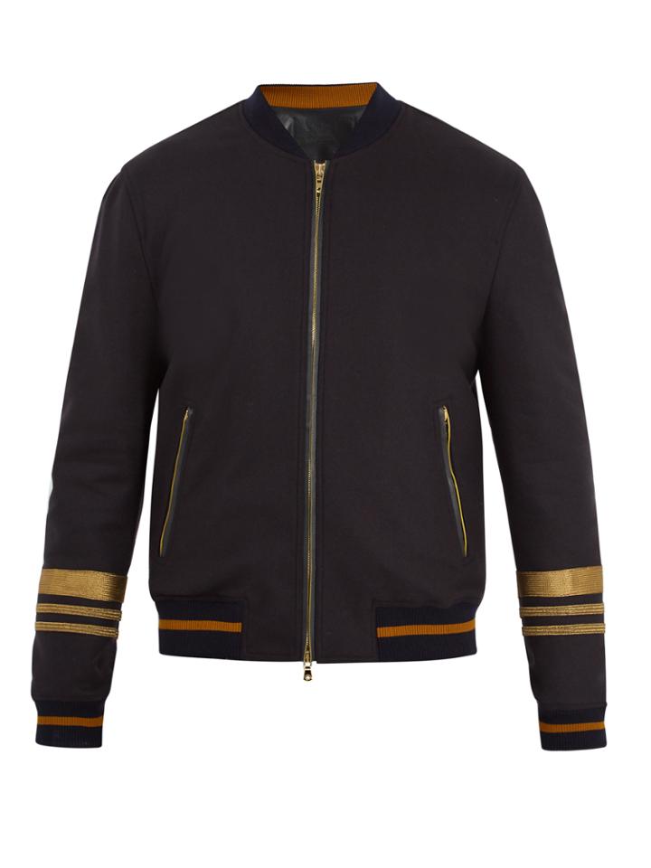 Dolce & Gabbana Embroidered Wool-blend Bomber Jacket