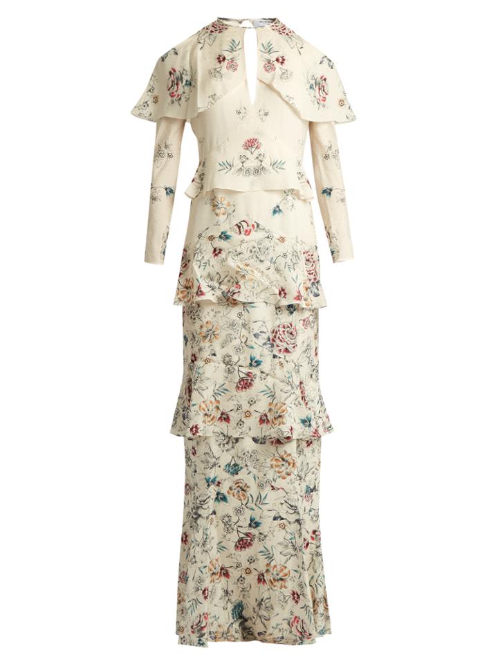 Vilshenko Annabelle Floral-print Silk Gown