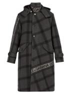Matchesfashion.com Dolce & Gabbana - Logo Print Checked Wool Blend Coat - Mens - Grey