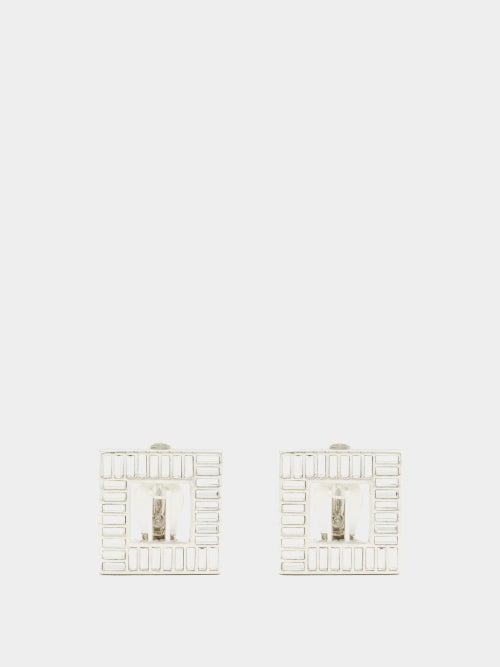 Saint Laurent - Square Baguette-crystal Clip-on Earrings - Womens - Crystal