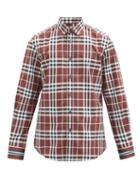 Matchesfashion.com Burberry - Chartley Checked Cotton-poplin Shirt - Mens - Burgundy