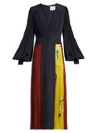 Matchesfashion.com Roksanda - Teruko Abstract Panel Silk Dress - Womens - Blue Multi