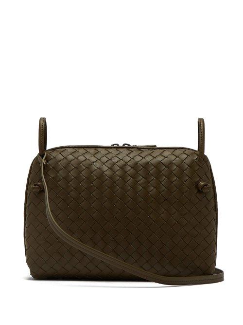Matchesfashion.com Bottega Veneta - Nodini Intrecciato Leather Cross Body Bag - Womens - Khaki