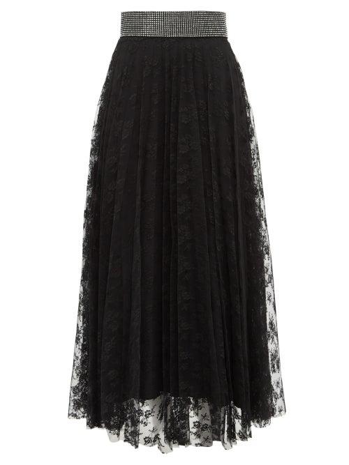 Matchesfashion.com Christopher Kane - Crystal Embellished Floral Lace Skirt - Womens - Black