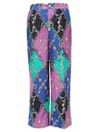 Matchesfashion.com Gucci - Rhombus And Gg-print Silk-satin Trousers - Womens - Purple Multi