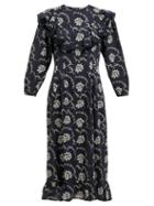 Matchesfashion.com Sea - Tatiana Floral Print Cotton Midi Dress - Womens - Navy
