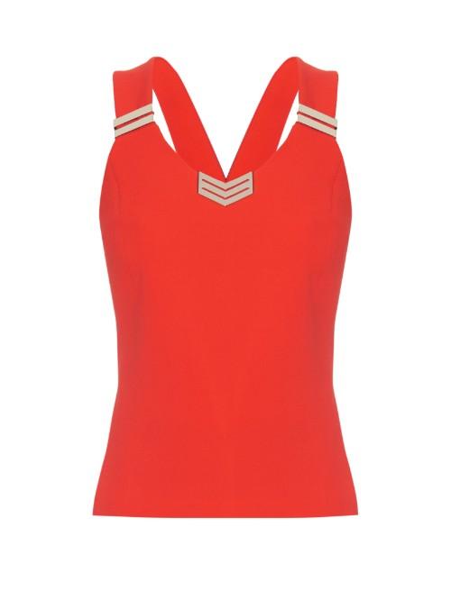 Mugler Cross-back Stretch-cady Top