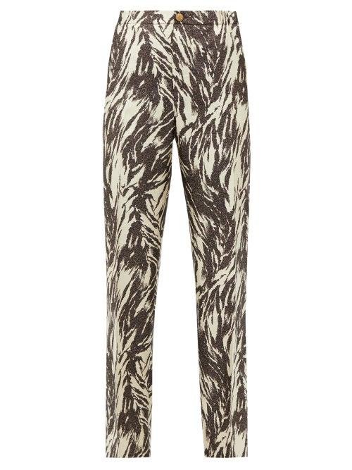 Matchesfashion.com F.r.s - For Restless Sleepers - Etere Vii Abstract-print Silk-blend Trousers - Womens - Brown Multi