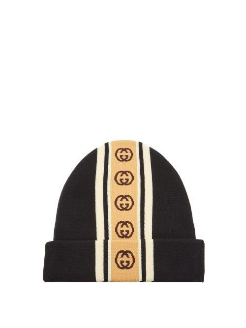 Matchesfashion.com Gucci - Gg-jacquard Wool-blend Beanie - Mens - Black