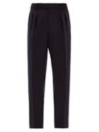 Matchesfashion.com Brunello Cucinelli - Adjustable-waist Tailored Wool-twill Trousers - Mens - Navy