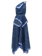 Matchesfashion.com Altuzarra - Petrel One-shoulder Polka-dot Silk Midi Dress - Womens - Blue Multi