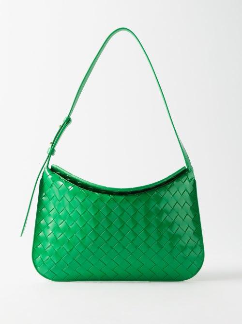 Bottega Veneta - Flap Small Intrecciato-leather Shoulder Bag - Womens - Green