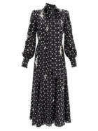 Matchesfashion.com Erdem - Violante Pearl-embellished Silk Dress - Womens - Black/white