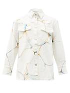 Matchesfashion.com Stella Mccartney - Marble-print Denim Jacket - Womens - White Multi