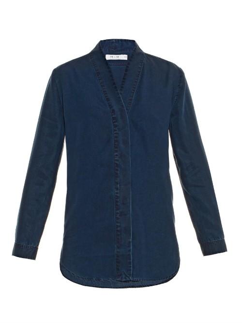 Mih Jeans Shawl-neck Denim Shirt