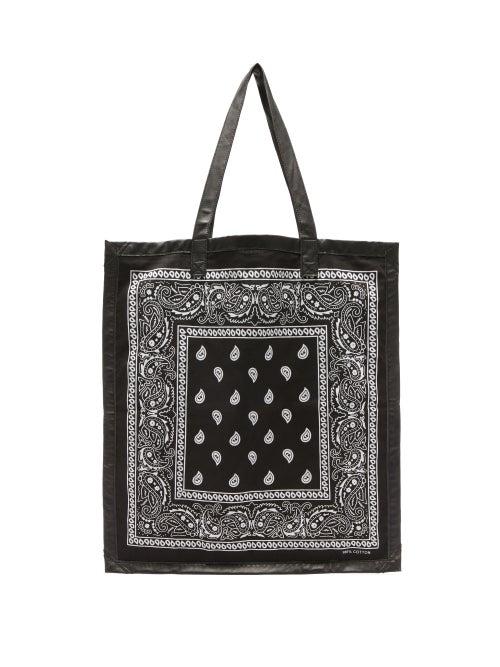 Matchesfashion.com Arizona Love - Bandana Leather-trimmed Cotton Tote Bag - Womens - Black