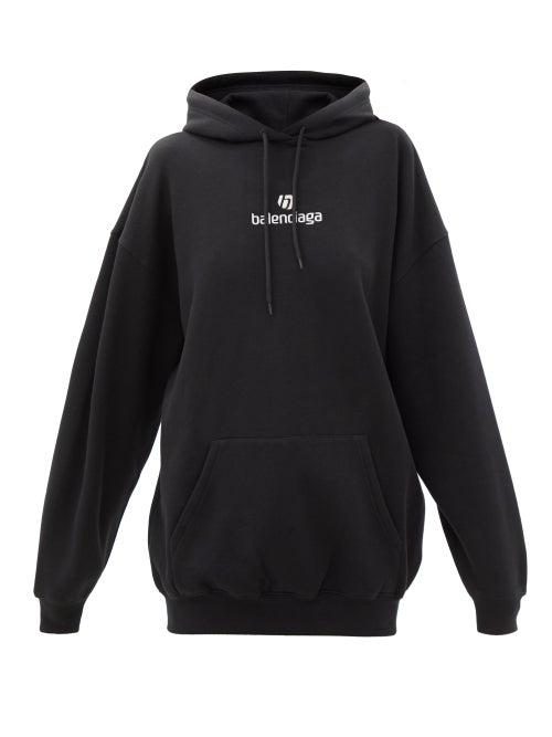 Matchesfashion.com Balenciaga - Logo-embroidered Cotton-jersey Hooded Sweatshirt - Womens - Black