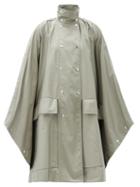 Matchesfashion.com Lemaire - Stand-collar Coated Cotton-twill Cape Coat - Womens - Mid Grey