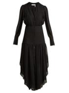 Matchesfashion.com Chlo - Asymmetric Mousseline Midi Dress - Womens - Black