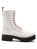 Matchesfashion.com Alexachung - Lace Up Leather Boots - Womens - White